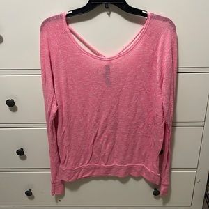 Pink Cross-Top Long Sleeve Shirt
